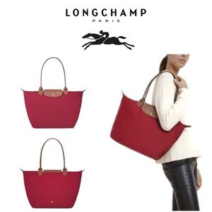Longchamp 🐎 Le Pliage Tote • Large • Pomegranate Red